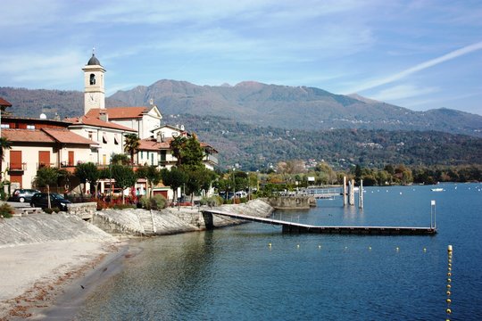 Waterfront of Feriolo at Lake Maggiore, Piedmont Italy 