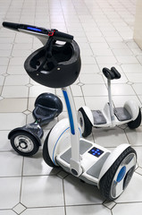 Three types of the gyroscooters on the floor.