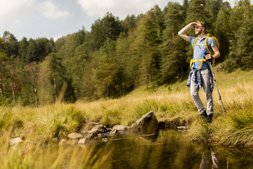 Young man hiking