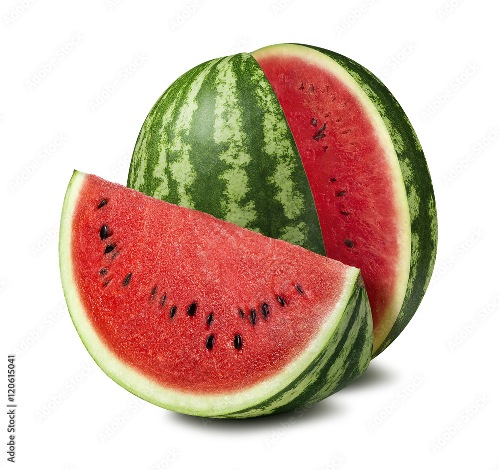 Wall mural watermelon cut slice isolated on white background as package design element - Wall murals
