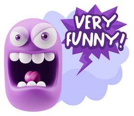Obraz premium 3d Illustration Angry Face Emoticon saying Very Funny with Color