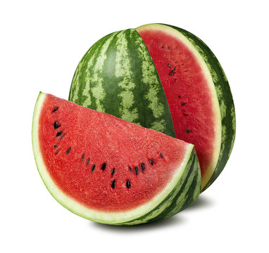 Watermelon cut slice isolated on white background as package design element