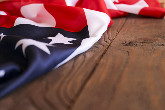 American flag wooden background.The Flag Of The United States Of America. The place to advertise, template.The view from the top.Happy holiday USA.