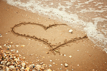 Heart on sand