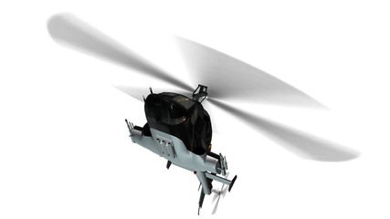 armed helicopter in flight -  isolated on white 