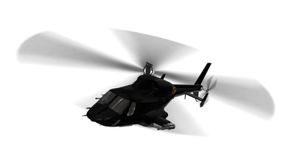 armed helicopter in flight -  isolated on white 