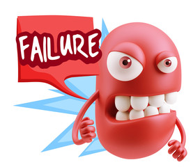 Obraz premium 3d Rendering Angry Character Emoji saying Failure with Colorful