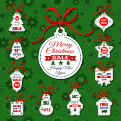 Christmas labels whith bows