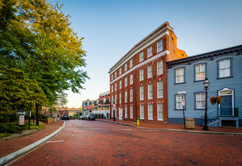 Historic buildings along State Circle, in downtown Annapolis, Ma