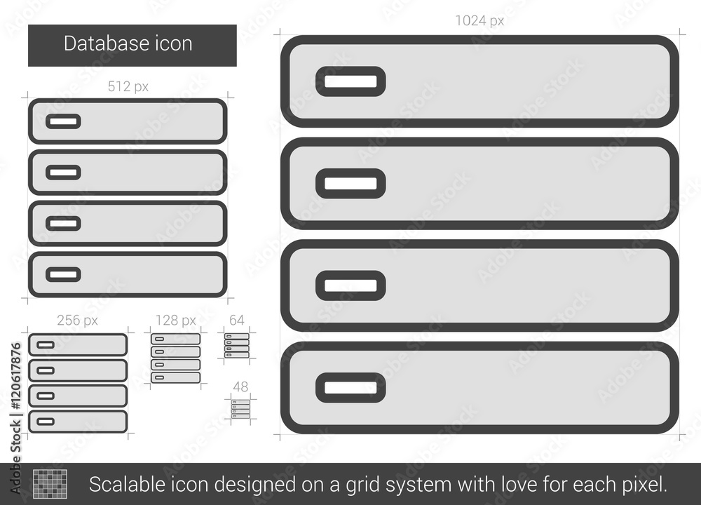 Poster database line icon.