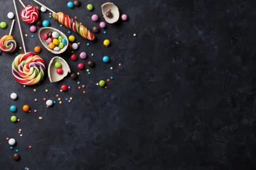Photo sur Aluminium Bonbons Colorful candies and lollypops