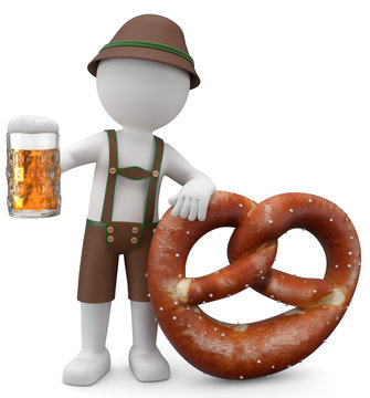recommend clip art: weisses 3D Männchen mit Bier und Breze