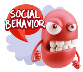 Obraz premium 3d Rendering Angry Character Emoji saying Social Behavior with C