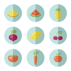 Set of fruit and vegetable icons