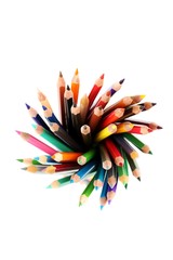 Drawing colourful pencils on a white background, close up