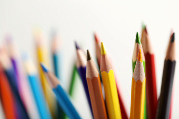 Fototapeta premium Drawing colourful pencils background, close up
