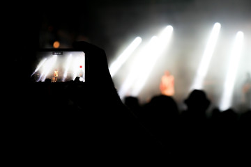 On rock concert. Light show