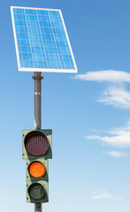 Road traffic light and solar panel