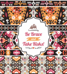 Seamless colorful pattern in tribal style