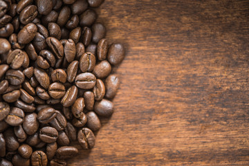 Coffee roasted beans border background