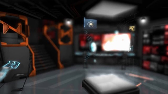 Computer generated, Starship command room, science fiction spaceship control room.	