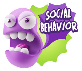 3d Rendering Angry Character Emoji saying Social Behavior with C