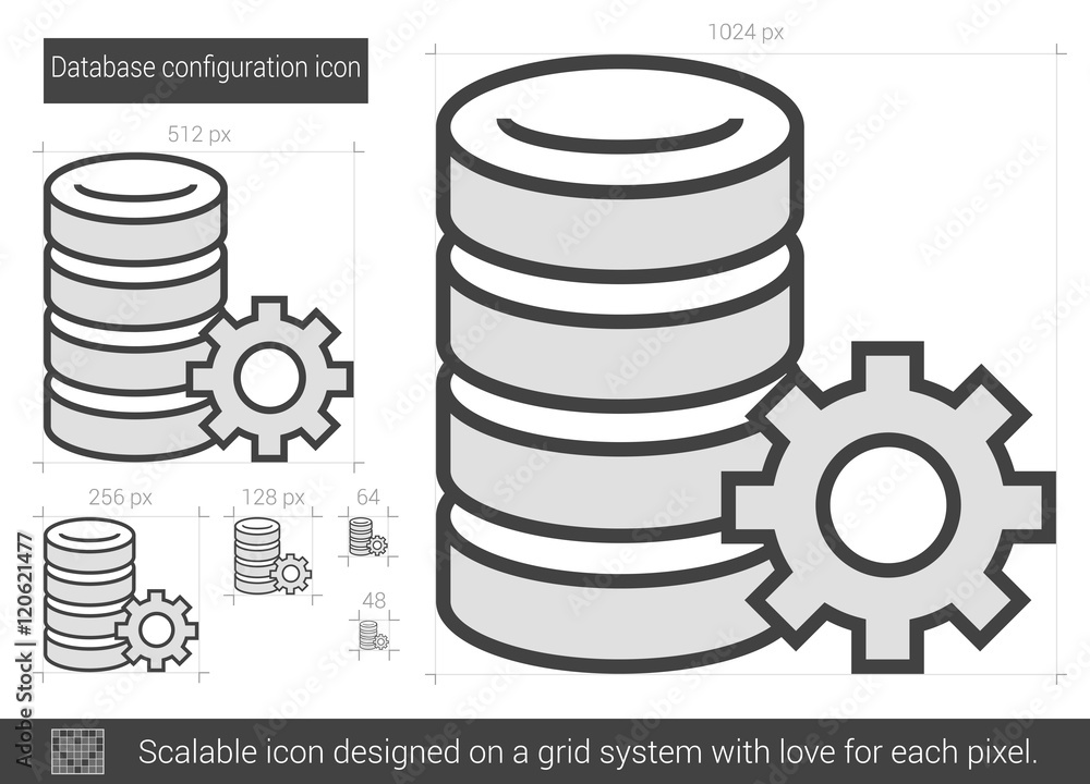 Poster database configuration line icon.