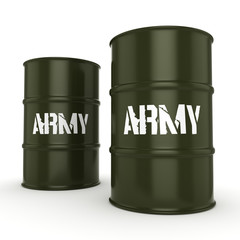 3D rendering army barrels