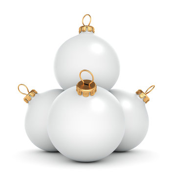 3D rendering White Christmas ball