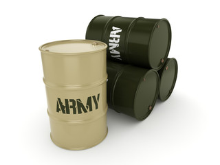 3D rendering army barrels
