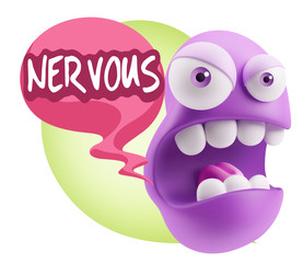 3d Rendering Angry Character Emoji saying Nervous with Colorful