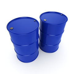3D rendering blue barrels