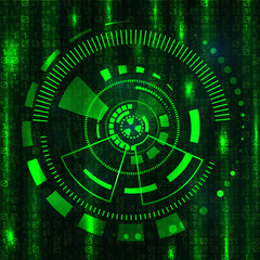 Technology green background with HUD elements