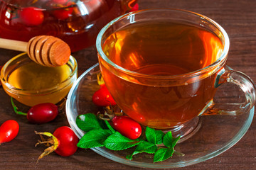 rose hip tea with honey. vitamin drink