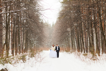 wedding couple at the winter day