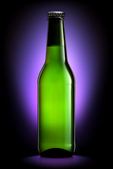 Bottle of beer or cider with clipping path isolated on dark blue background