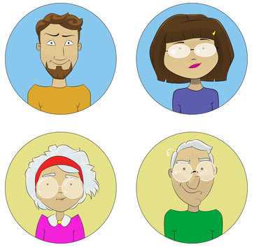 Cartoon user profile picture icon vector set