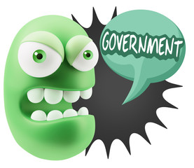 Fototapeta premium 3d Rendering Angry Character Emoji saying Government with Colorf