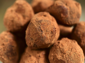Fototapeta na wymiar Close up of homemade chocolate truffles.