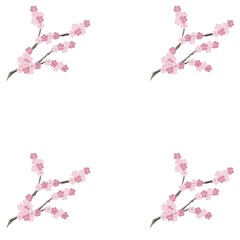 Obraz na płótnie Canvas Painting seamless texture pink blooming branch on white, vector illustration