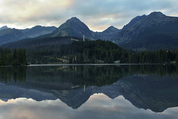 Reflection mountain in lake.