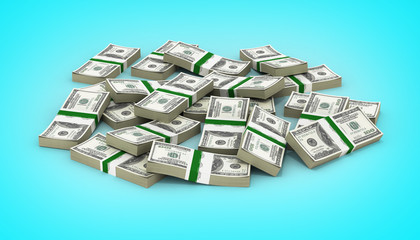 pile of money american dollar bills on gradient background 3d il