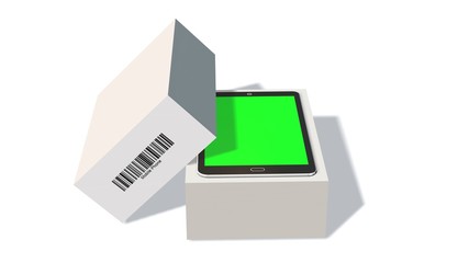 Modern mobile phone in the packaging - unboxing - 3D rendering