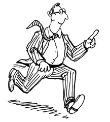 Business illustration of businessman running.