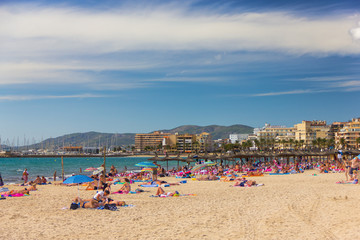 Fototapeta na wymiar Beautiful view of Platja de Palma de Mallorca, Baleares, Spain