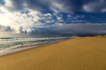 Republic of South Africa, KwaZulu-Natal province. iSimangaliso Wetland Park (Greater St. Lucia Wetlands Park) - long sandy beach near St. Lucia town (there is on UNESCO World Heritage Site since 1999)