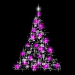 Fototapeta na wymiar Violet lights on Christmas tree from light vector background