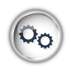 Web button with black Gears icon on white background