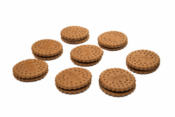 Sandwich biscuits with chocolate filling