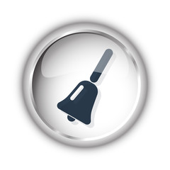 Web button with black School Bell icon on white background